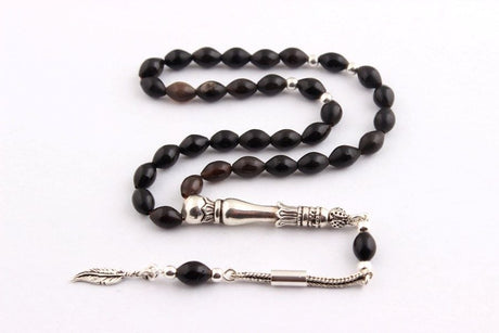 Tesbihevim | Buffalo Horn Tasbih in Black with 925 Sterling Silver Tassel - TryAladdin