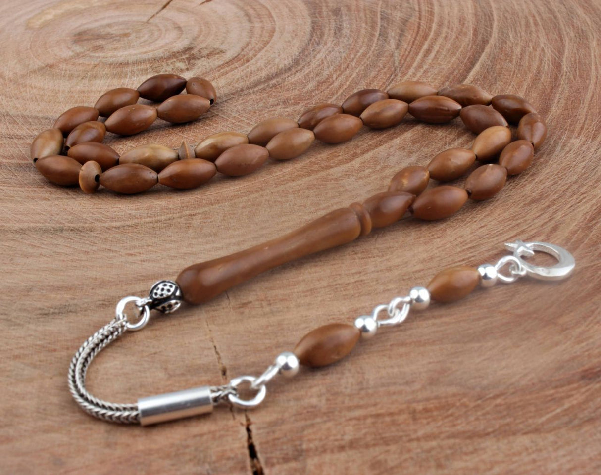 Tesbihevim | Plain Kuka Wood Tasbih with Silver Tassel - TryAladdin