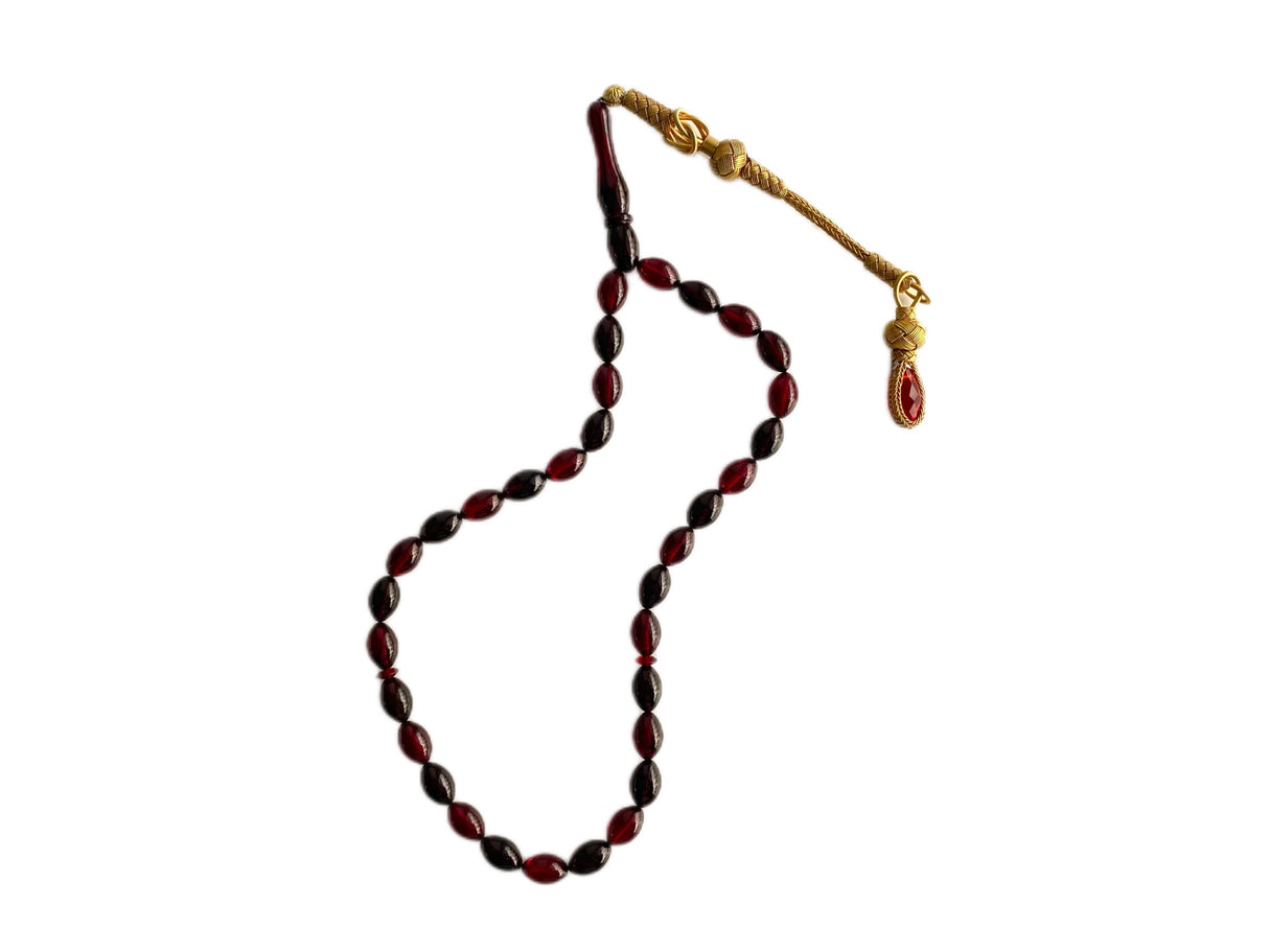 Tesbihevim | Silver Case Tassel Hareli Fire Amber Tasbih - TryAladdin